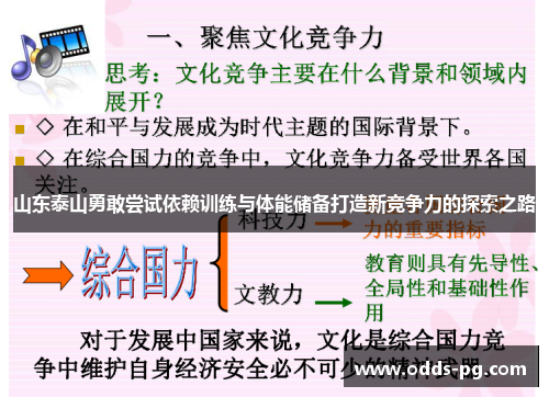 山东泰山勇敢尝试依赖训练与体能储备打造新竞争力的探索之路