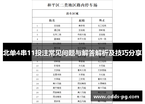 北单4串11投注常见问题与解答解析及技巧分享