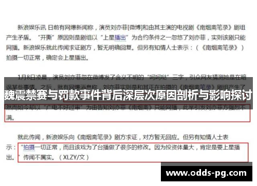 魏震禁赛与罚款事件背后深层次原因剖析与影响探讨